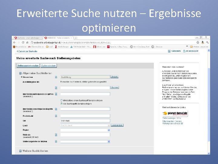 Erweiterte Suche nutzen – Ergebnisse optimieren 