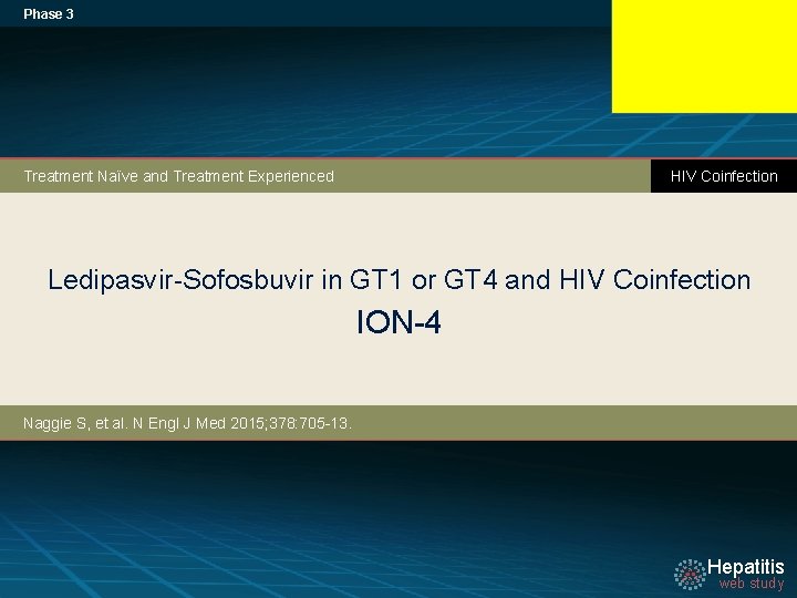 Phase 3 HIV Coinfection Treatment Naïve and Treatment Experienced Ledipasvir-Sofosbuvir in GT 1 or