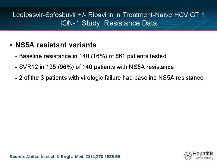 Ledipasvir-Sofosbuvir +/- Ribavirin in Treatment-Naïve HCV GT 1 ION-1 Study: Resistance Data • NS