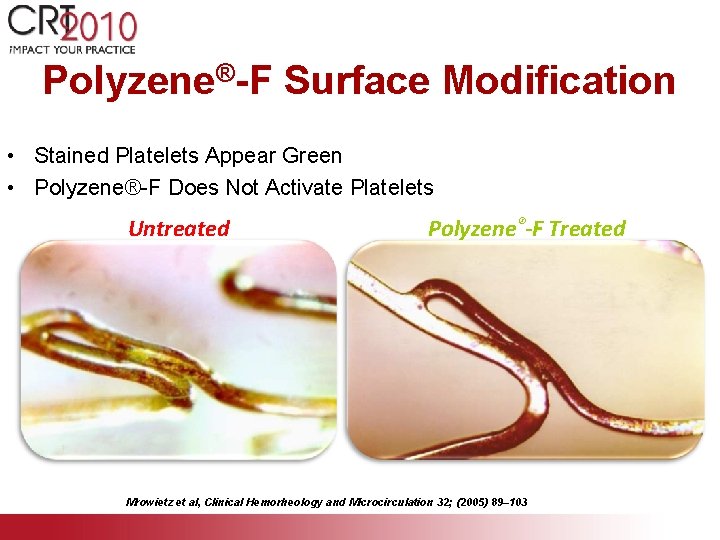 Polyzene®-F Surface Modification • Stained Platelets Appear Green • Polyzene®-F Does Not Activate Platelets