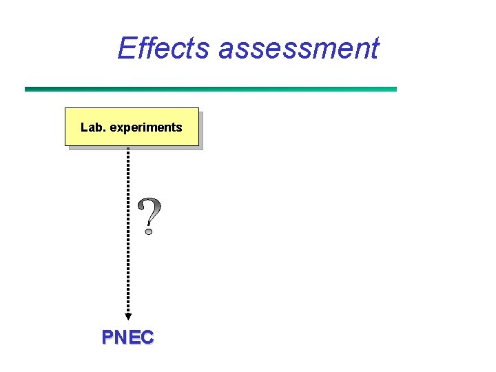 Effects assessment Lab. experiments PNEC 