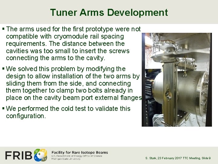 Tuner Arms Development § The arms used for the first prototype were not compatible