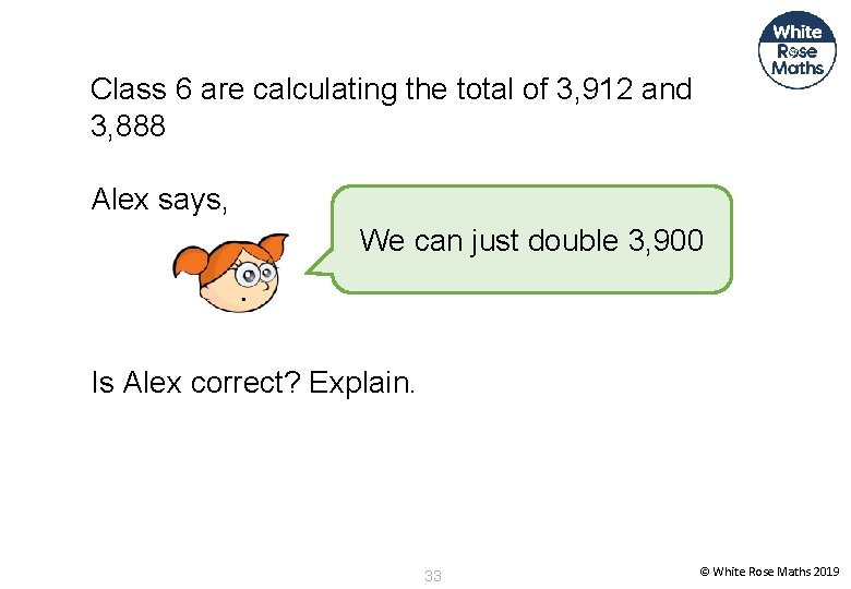 Class 6 are calculating the total of 3, 912 and 3, 888 Alex says,