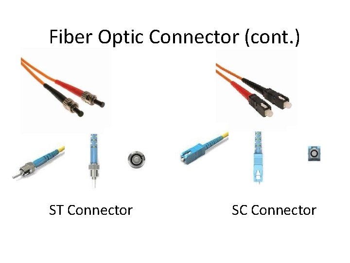 Fiber Optic Connector (cont. ) ST Connector SC Connector 