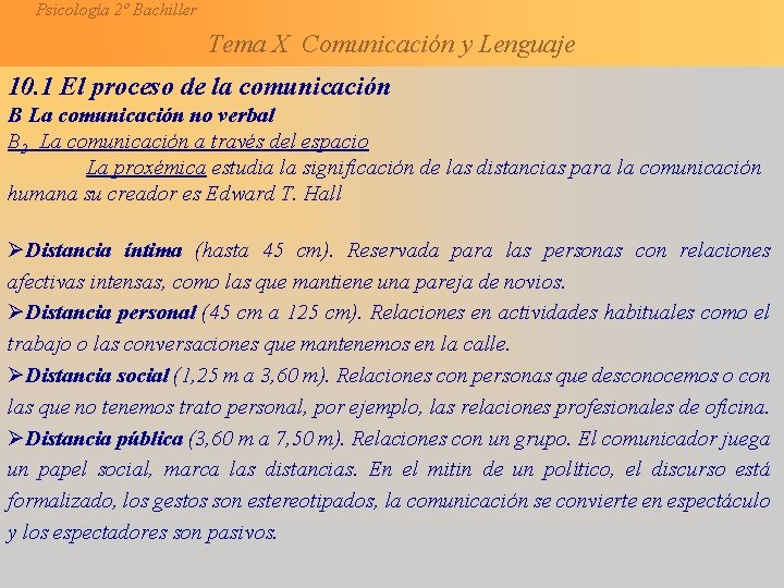 Psicología 2º Bachiller Tema X Comunicación y Lenguaje 10. 1 El proceso de la