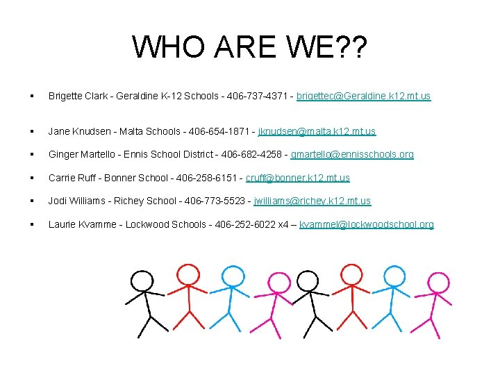 WHO ARE WE? ? § Brigette Clark - Geraldine K-12 Schools - 406 -737