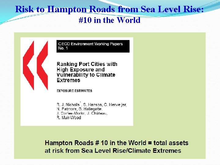 Risk to Hampton Roads from Sea Level Rise: #10 in the World 