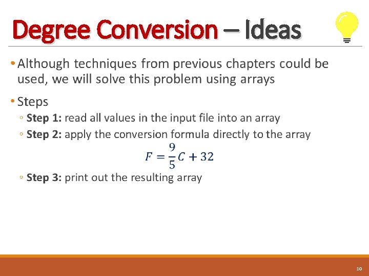 Degree Conversion – Ideas • 10 