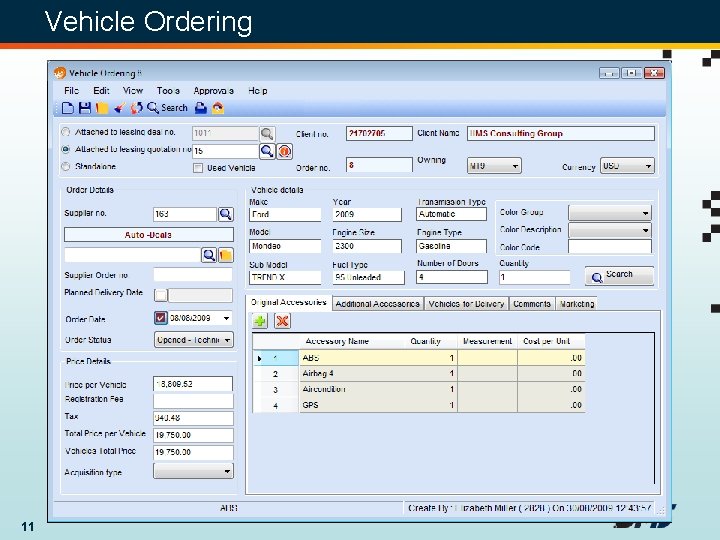 Vehicle Ordering 11 