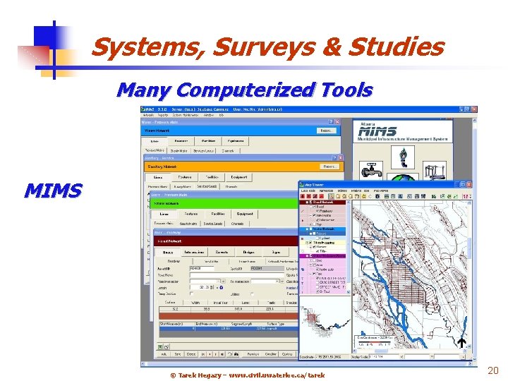 Systems, Surveys & Studies Many Computerized Tools MIMS © Tarek Hegazy – www. civil.