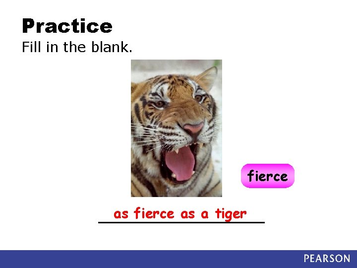 Practice Fill in the blank. fierce as a tiger __________ 