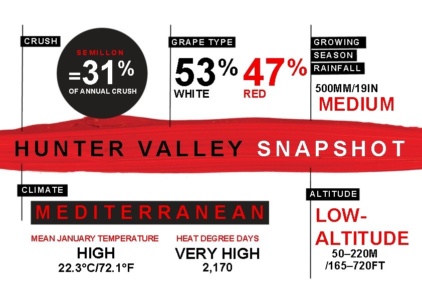 CRUSH SEMILLON =31 % OF ANNUAL CRUSH GRAPE TYPE GROWING 53 47 SEASON %