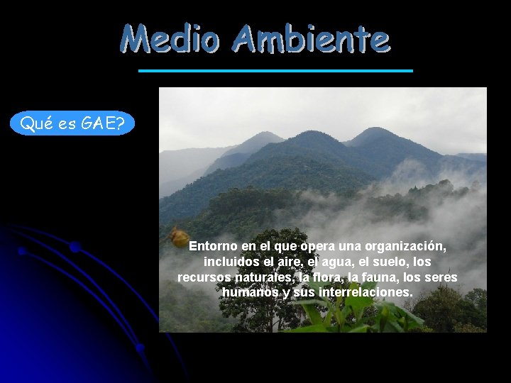 Qué es GAE? Entorno en el que opera una organización, incluidos el aire, el