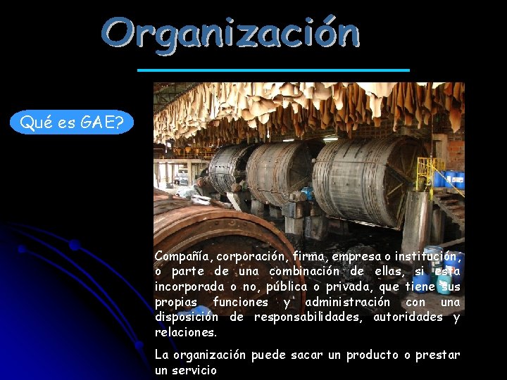 Qué es GAE? Compañía, corporación, firma, empresa o institución, o parte de una combinación