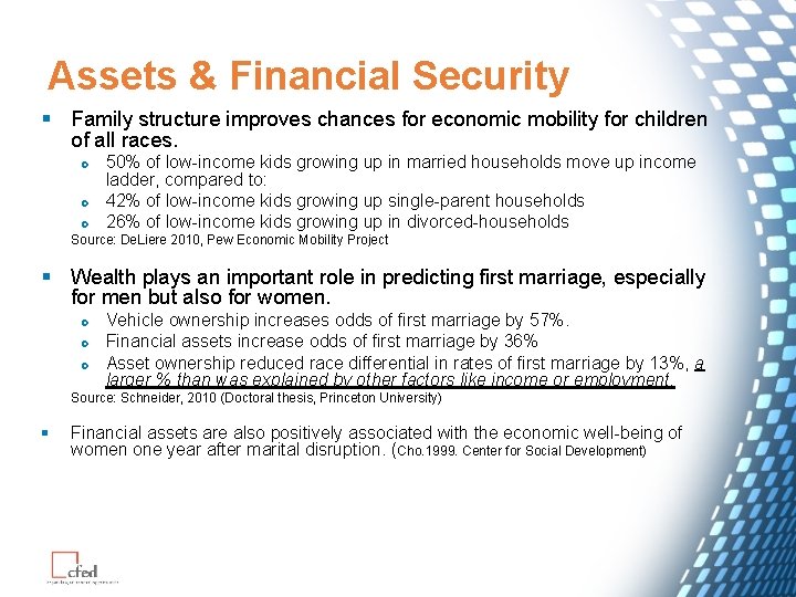 Assets & Financial Security § Family structure improves chances for economic mobility for children