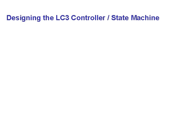 Designing the LC 3 Controller / State Machine 