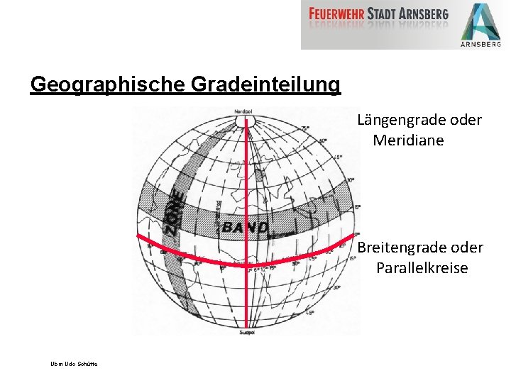 Geographische Gradeinteilung Längengrade oder Meridiane Breitengrade oder Parallelkreise Ubm Udo Schütte 