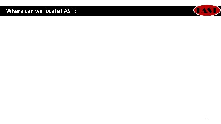 Where can we locate FAST? 10 Where can we locate FAST? 10