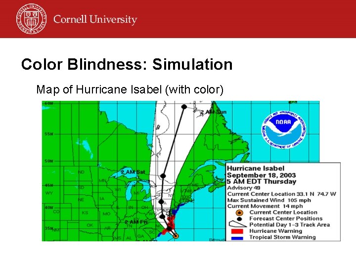 Color Blindness: Simulation Map of Hurricane Isabel (with color) 