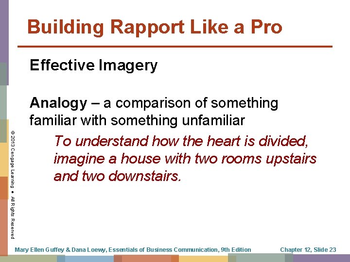 Building Rapport Like a Pro Effective Imagery © 2013 Cengage Learning ● All Rights