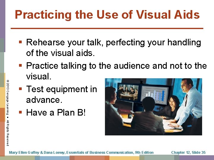 Practicing the Use of Visual Aids © 2013 Cengage Learning ● All Rights Reserved