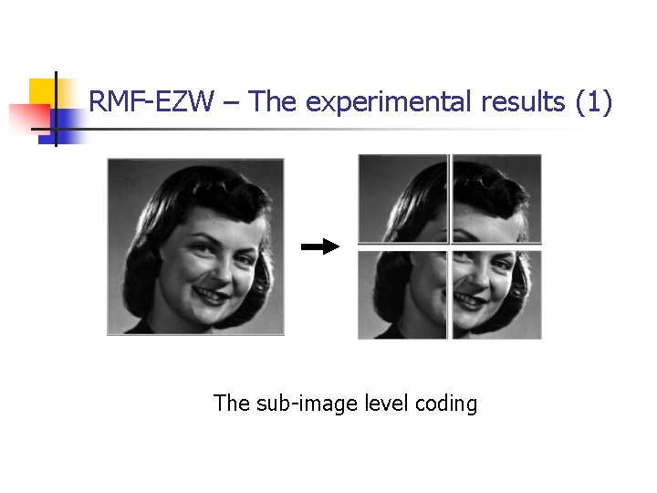 RMF-EZW – The experimental results (1) The sub-image level coding 