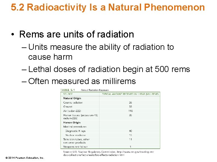 5. 2 Radioactivity Is a Natural Phenomenon • Rems are units of radiation –