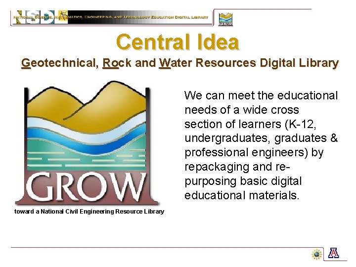 Central Idea Geotechnical, Rock and Water Resources Digital Library We can meet the educational
