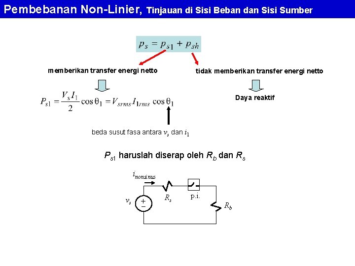 Pembebanan Non-Linier, Tinjauan di Sisi Beban dan Sisi Sumber memberikan transfer energi netto tidak