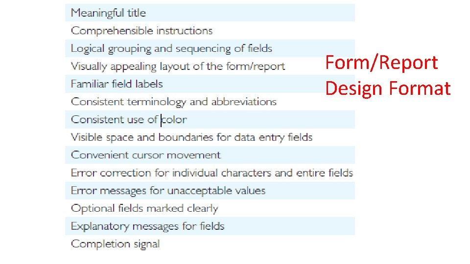 Form/Report Design Format 
