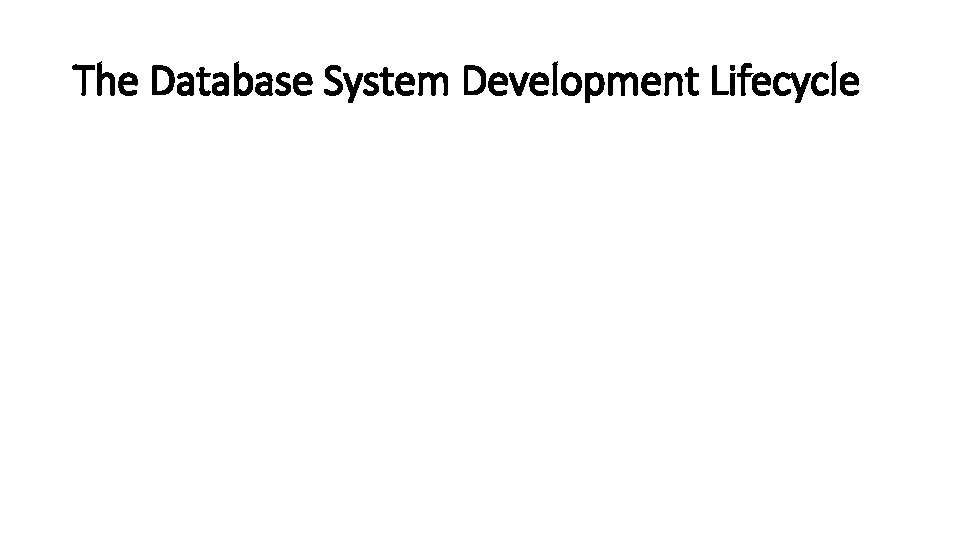 The Database System Development Lifecycle 