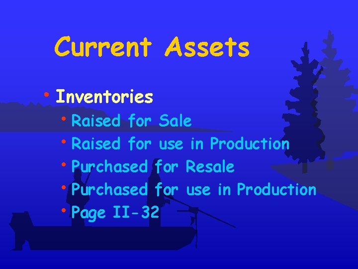 Current Assets • Inventories • Raised for Sale • Raised for use in Production