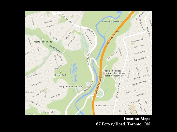 Location Map: 67 Pottery Road, Toronto, ON 