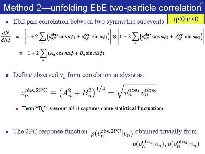 27 Method 2—unfolding Eb. E two-particle correlation n Eb. E pair correlation between two