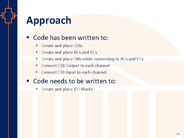 Approach § Code has been written to: § § § Create and place CLBs