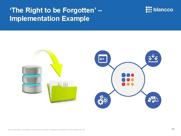 ‘The Right to be Forgotten’ – Implementation Example Blancco Proprietary & Confidential. Do Not