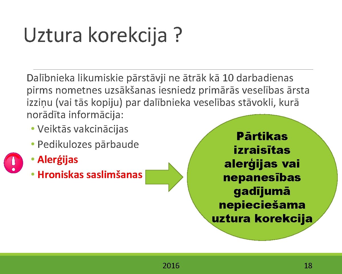 Uztura korekcija ? Dalībnieka likumiskie pārstāvji ne ātrāk kā 10 darbadienas pirms nometnes uzsākšanas