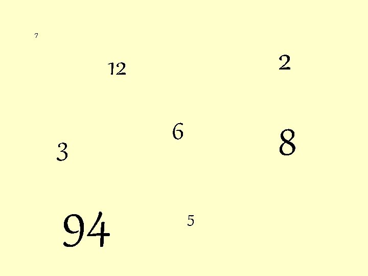 7 2 12 3 94 6 8 5 