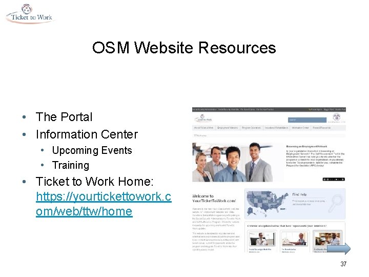 OSM Website Resources • The Portal • Information Center • Upcoming Events • Training