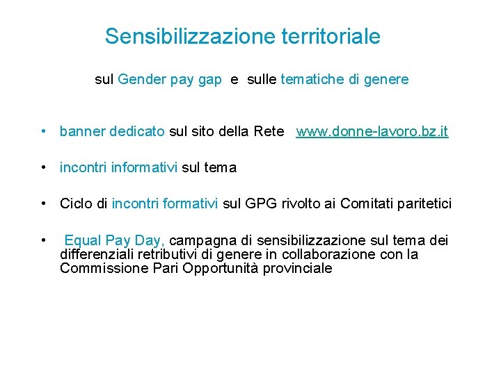 Sensibilizzazione territoriale sul Gender pay gap e sulle tematiche di genere • banner dedicato