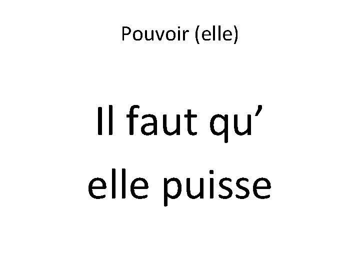 Pouvoir (elle) Il faut qu’ elle puisse 