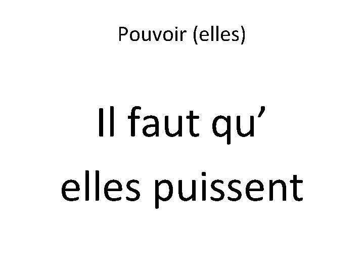 Pouvoir (elles) Il faut qu’ elles puissent 