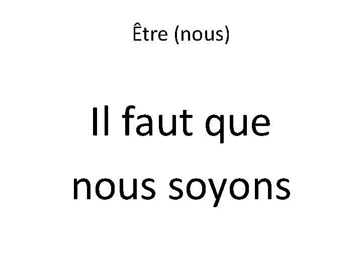 Être (nous) Il faut que nous soyons 