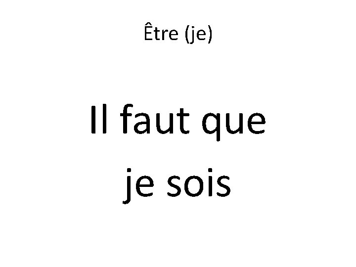 Être (je) Il faut que je sois 