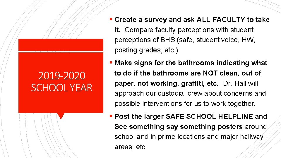 § Create a survey and ask ALL FACULTY to take it. Compare faculty perceptions