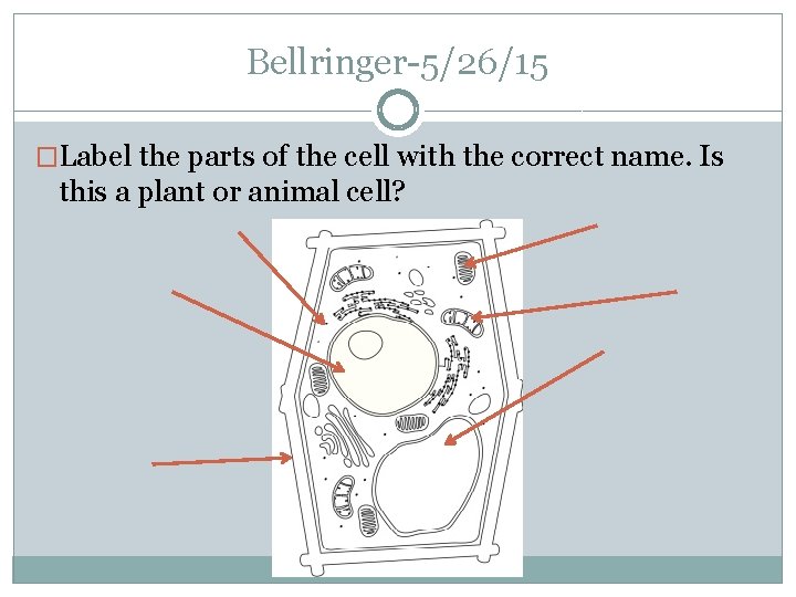 Bellringer-5/26/15 �Label the parts of the cell with the correct name. Is this a