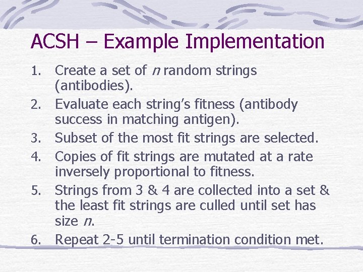 ACSH – Example Implementation 1. 2. 3. 4. 5. 6. Create a set of ACSH – Example Implementation 1. 2. 3. 4. 5. 6. Create a set of
