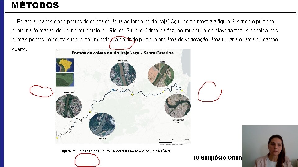 MÉTODOS Foram alocados cinco pontos de coleta de água ao longo do rio Itajaí-Açu,