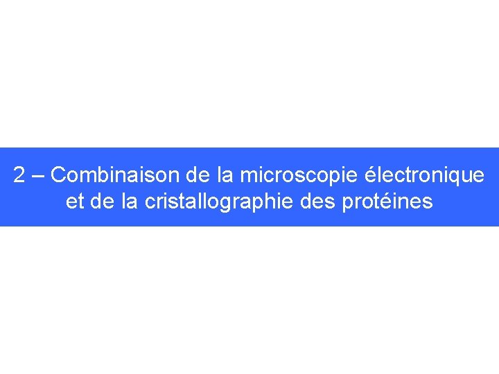 2 – Combinaison de la microscopie électronique et de la cristallographie des protéines 