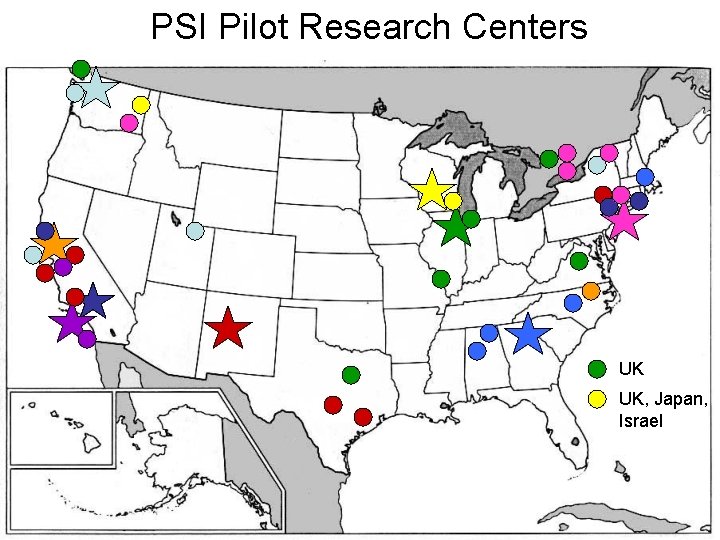 PSI Pilot Research Centers p UK UK, Japan, Israel 